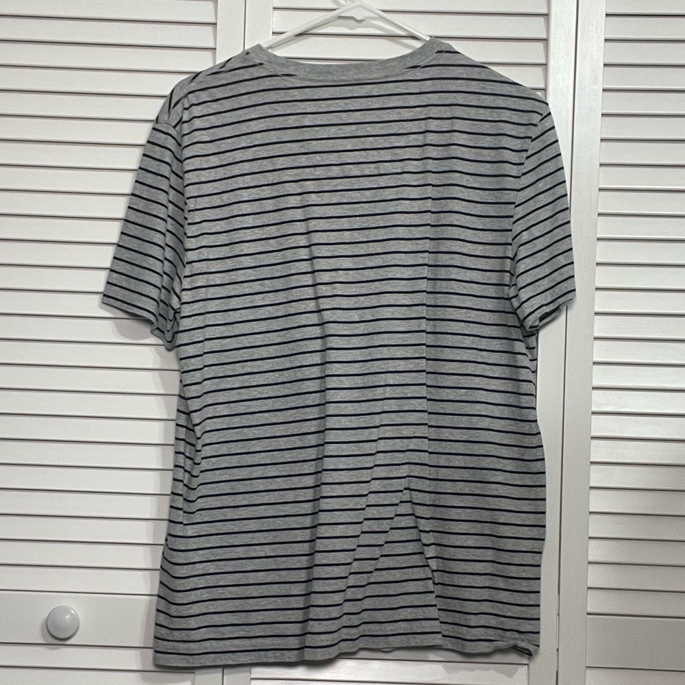 Nautica Gray Short Sleeve Tee Classic Stripes Size M - Picture 2 of 3
